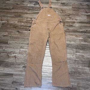 Round House Overalls Mens 44x32 Brown Duck Canvas Double Knee Bib Hammer Loop